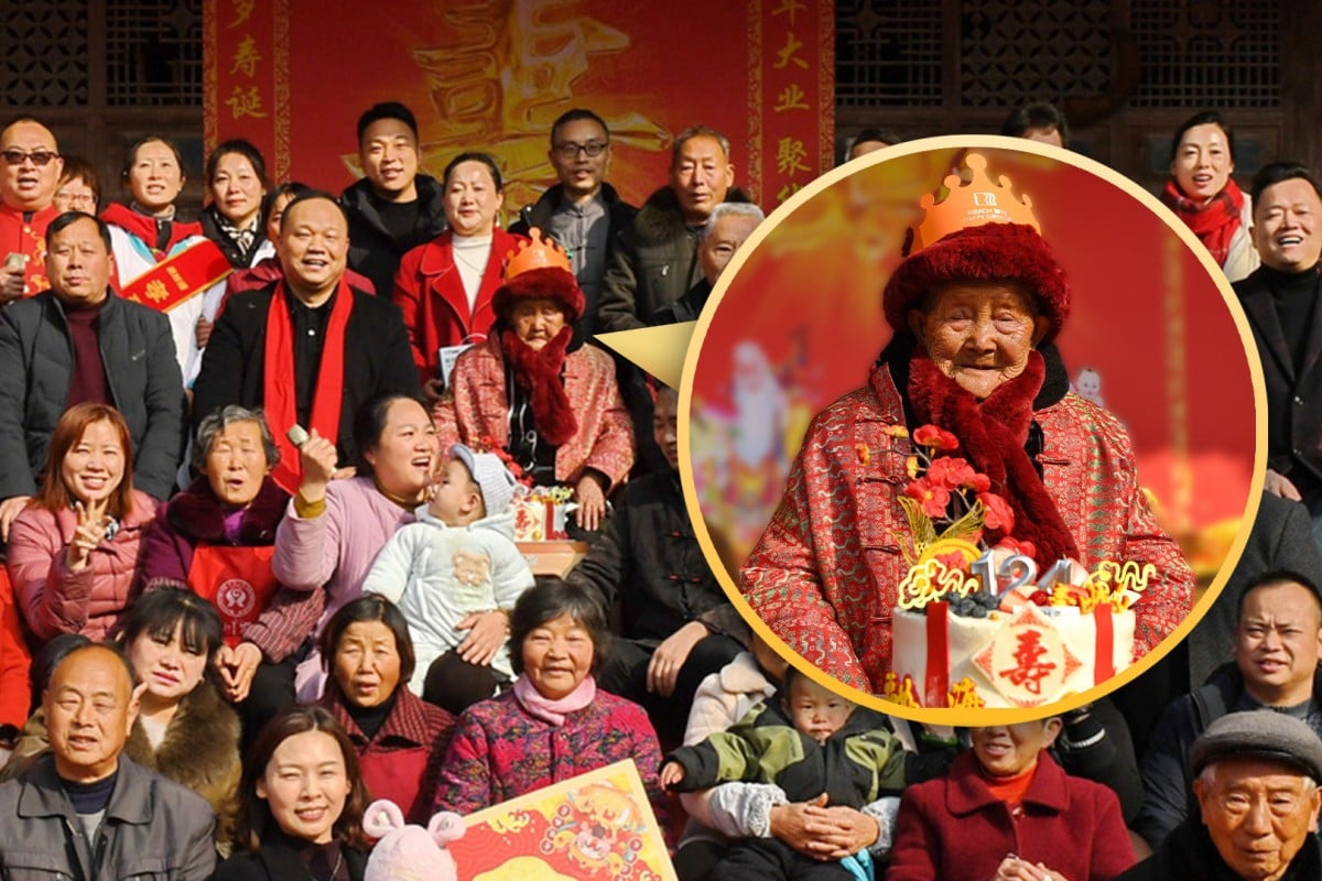 A Chinese woman in Nanchong, Sichuan province, turned 124 this year, becoming one of the country’s oldest centenarians. Photo: SCMP composite/cbgc.scol.com.cn