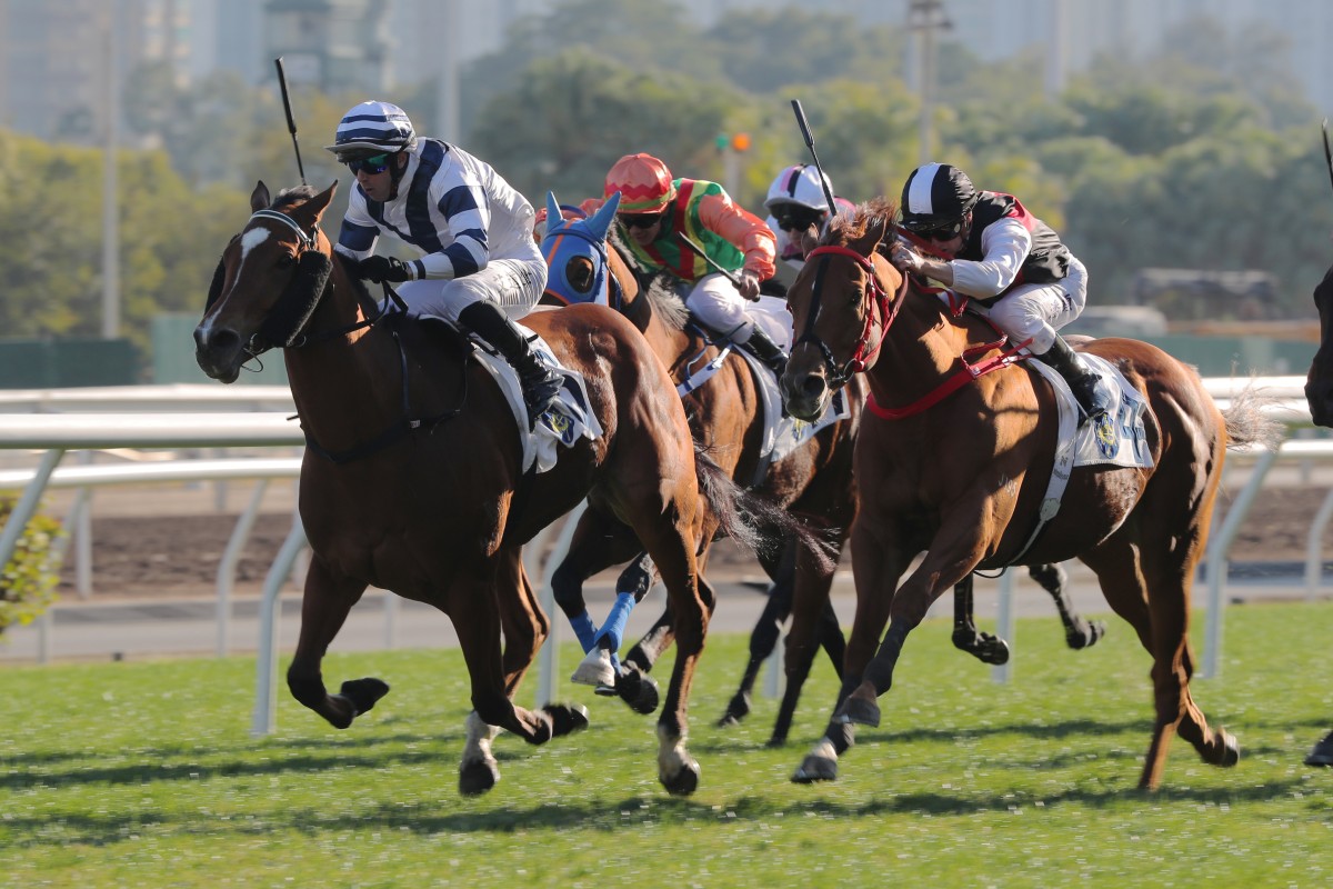 Brenton Avdulla boots home Rubylot (left), who is one of the leading contenders for Friday’s Classic Mile. Photos: Kenneth Chan