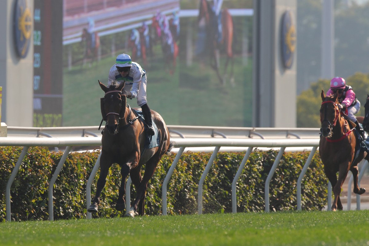 Voyage Bubble wins last month’s Group One Stewards’ Cup (1,600m) under James McDonald. Photos: Kenneth Chan