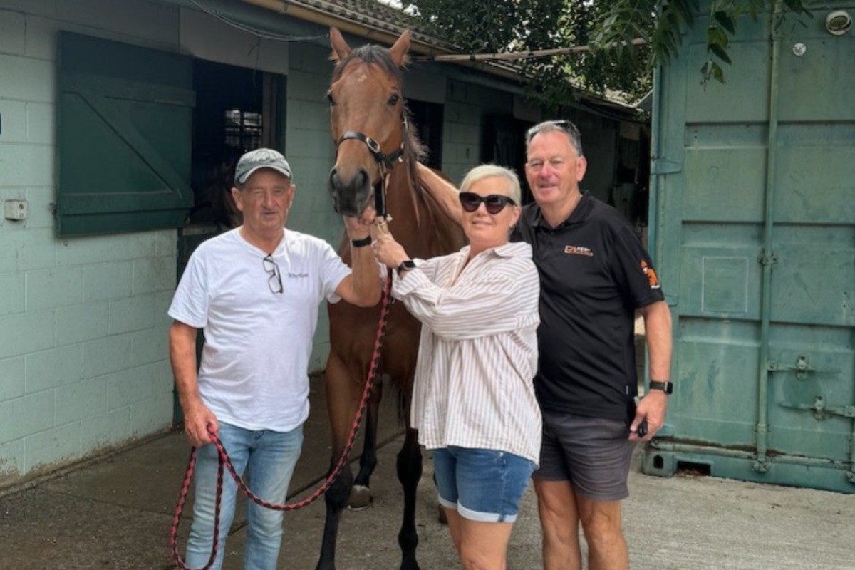 Steve Hodge (left) and Fran and Brad Marshall with My Wish in Australia two years ago. Photo: Handout