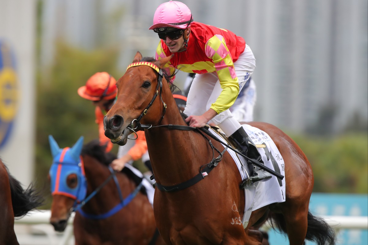 Luke Ferraris boots home My Wish in the Classic Mile. Photos: Kenneth Chan