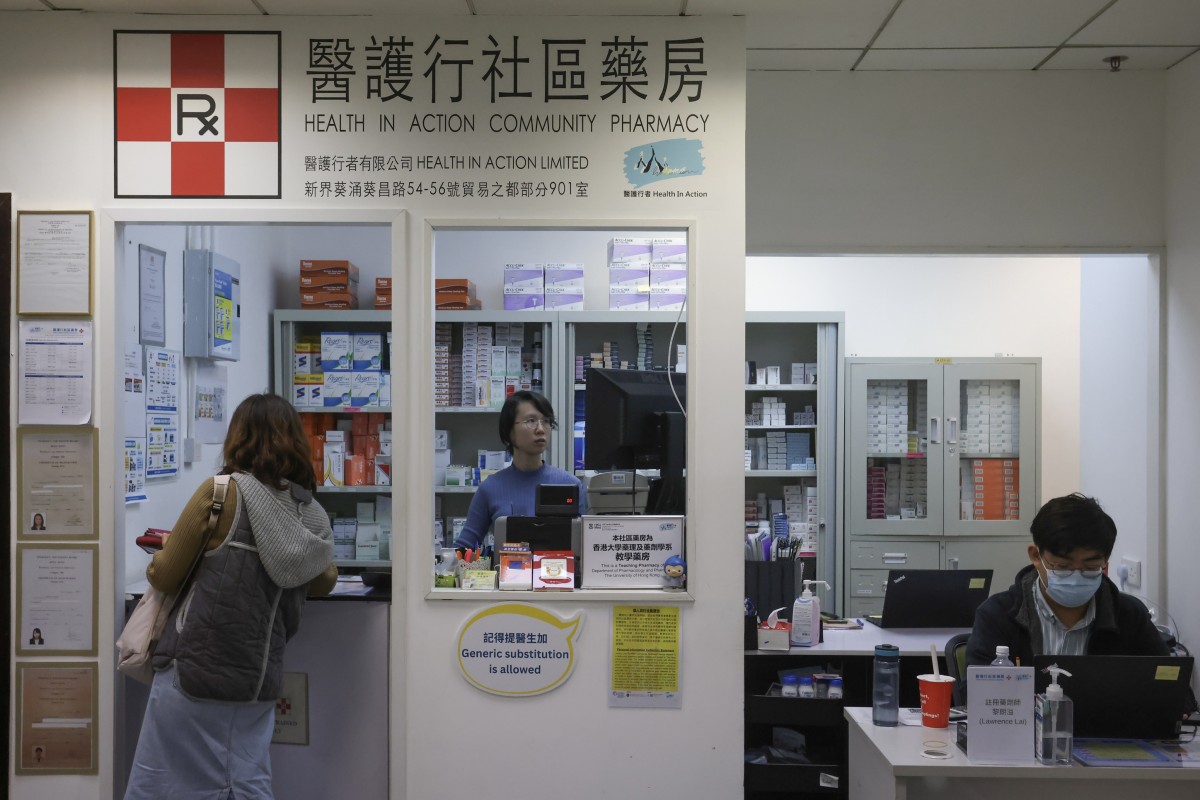 A community pharmacy established by non-profit organisation Health in Action in Kwai Hing. Photo: Jonathan Wong