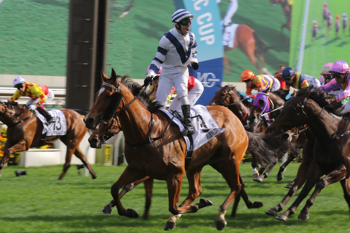 Rubylot wins the Classic Cup (1,800m) under Brenton Avdulla. Photo: Kenneth Chan
