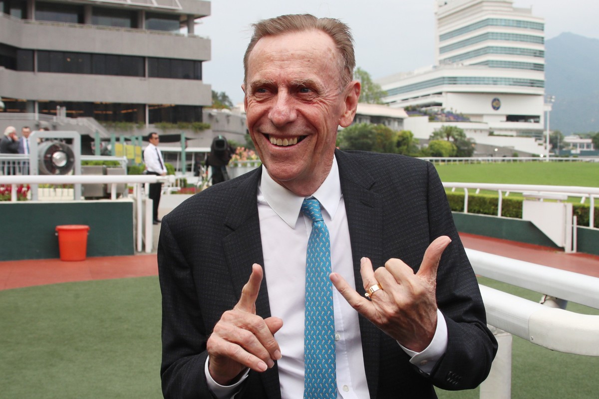 It was all smiles for John Size after bagging his 1600th winner at Sha Tin. Photos: Kenneth Chan