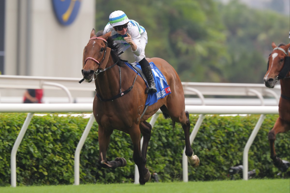 Voyage Bubble wins the Champions & Chater Cup under James McDonald. Photos: Kenneth Chan