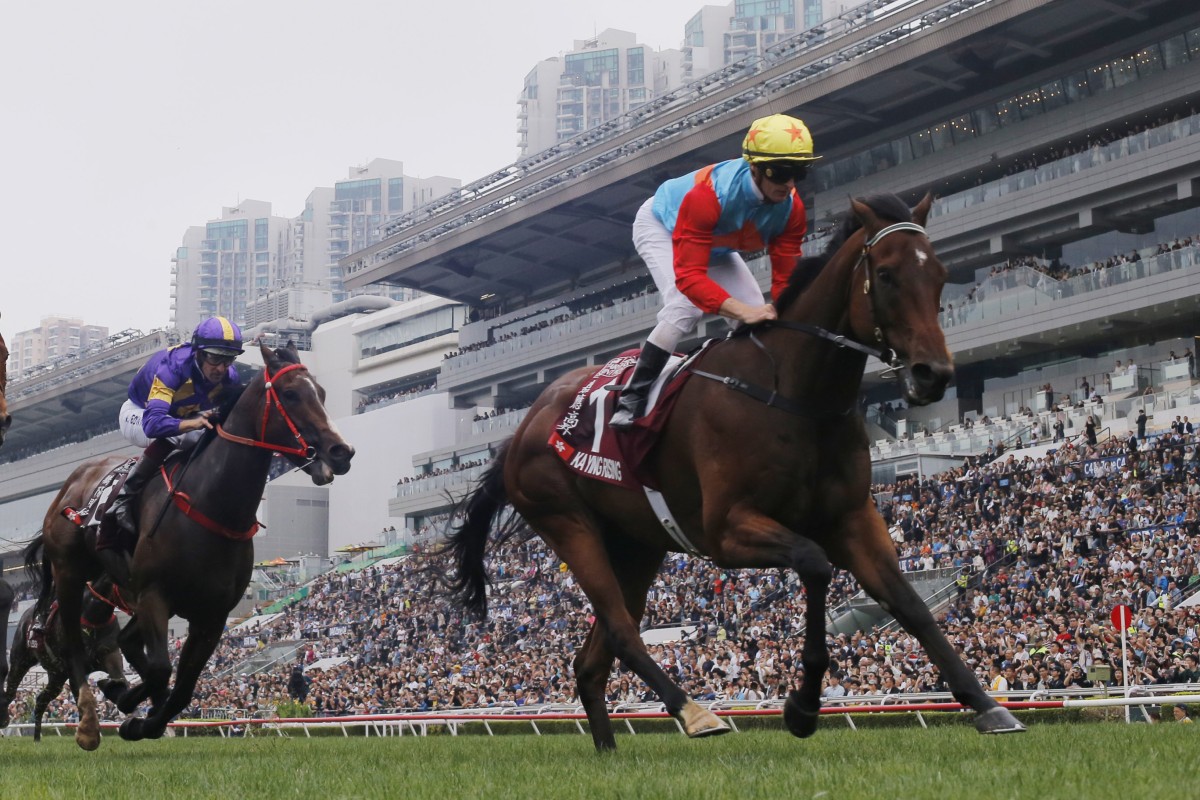 Ka Ying Rising wins April’s Chairman’s Sprint Prize under Zac Purton. Photos: Kenneth Chan