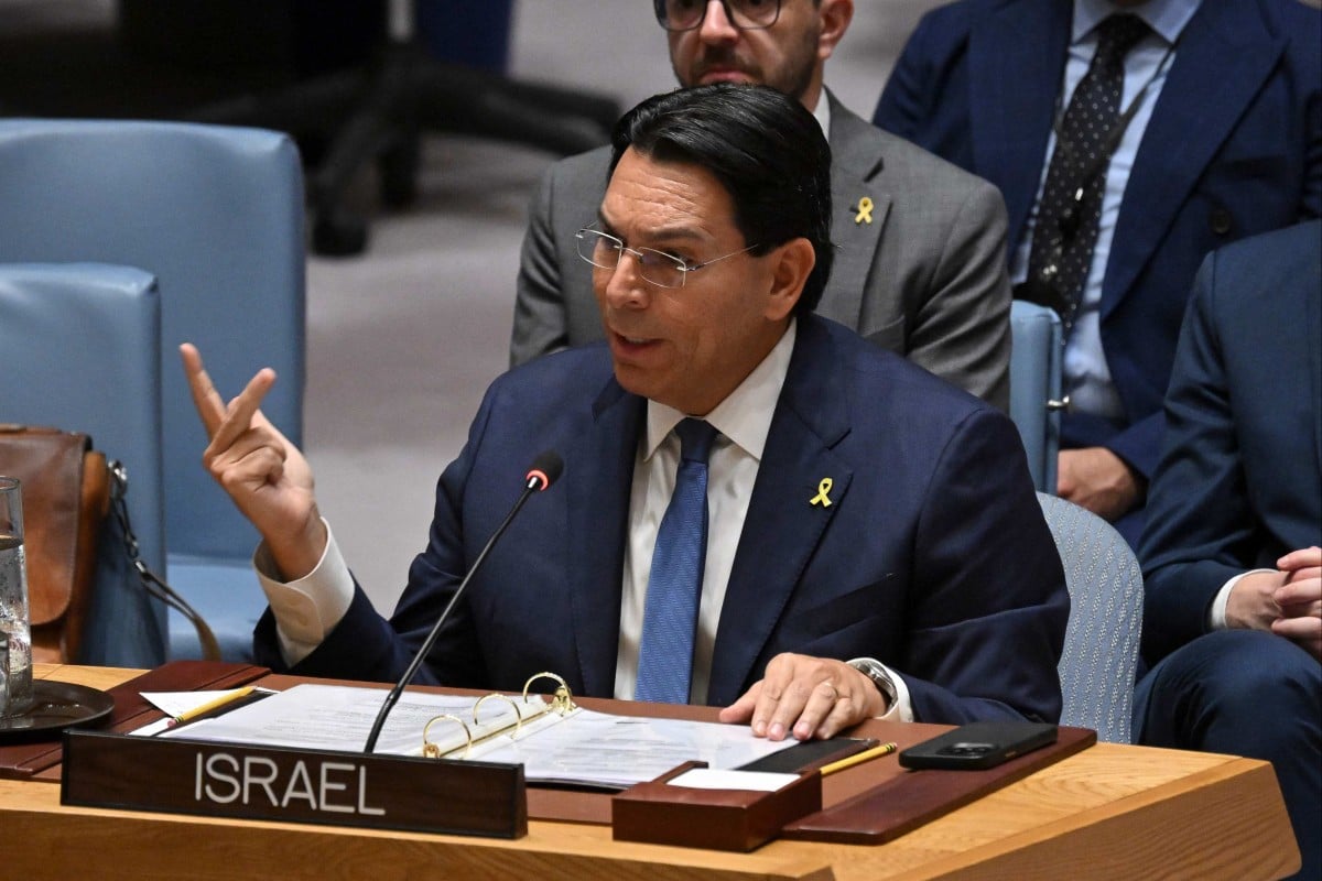 Israels ambassador speaks during a UN Security Council meeting at United Nations headquarters on June 24, 2025 in New York, US. Photo: AFP