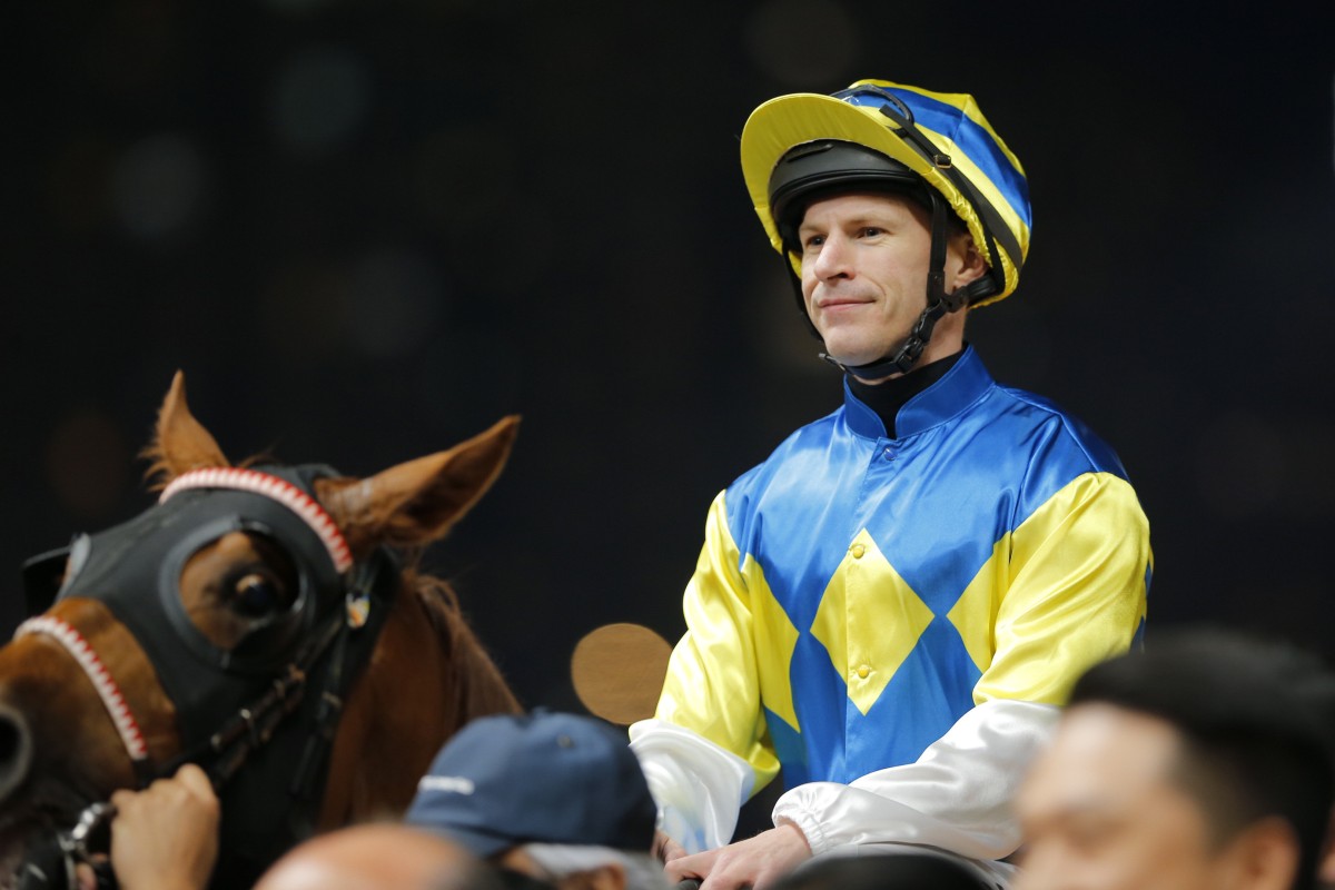 Richard Kingscote reunites with Giant Leap at Happy Valley on Wednesday night. Photo: Kenneth Chan