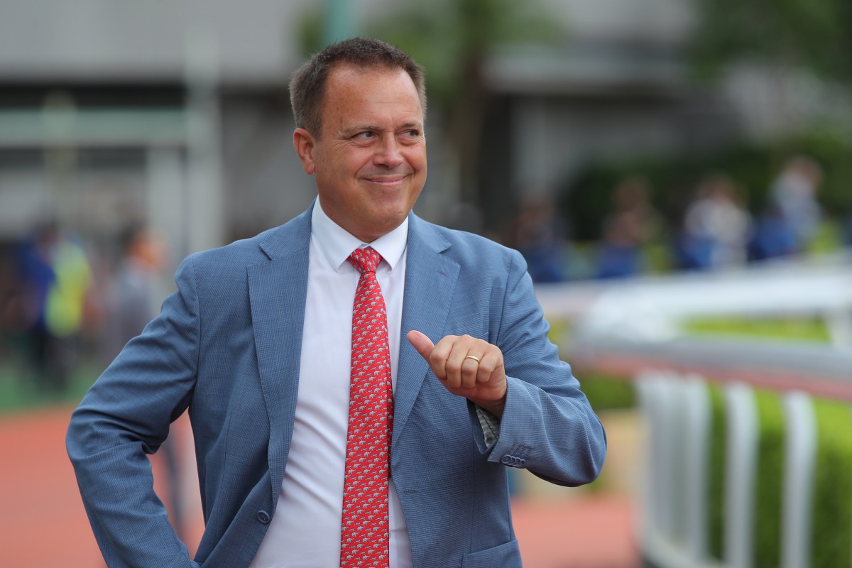 Trainer Caspar Fownes enjoys the opening-day success of The Heir. Photos: Kenneth Chan