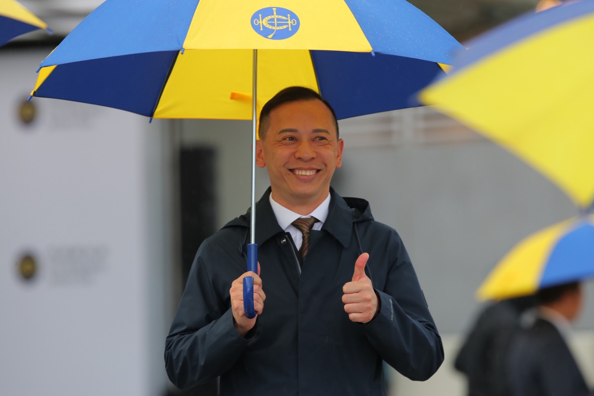 Cody Mo is all smiles after a race-to-race double at Sha Tin. Photos: Kenneth Chan