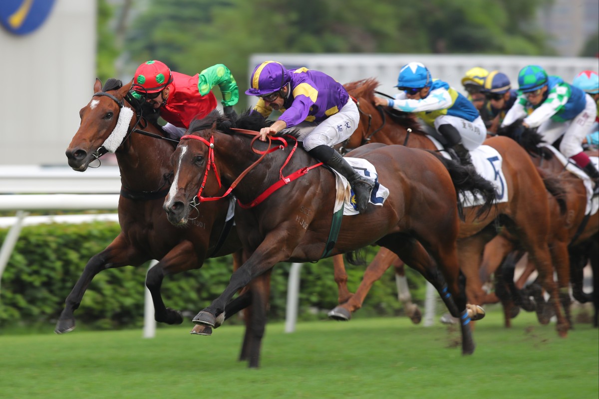 Helios Express wins the Group Three Sha Tin Vase last season under Hugh Bowman. Photos: Kenneth Chan