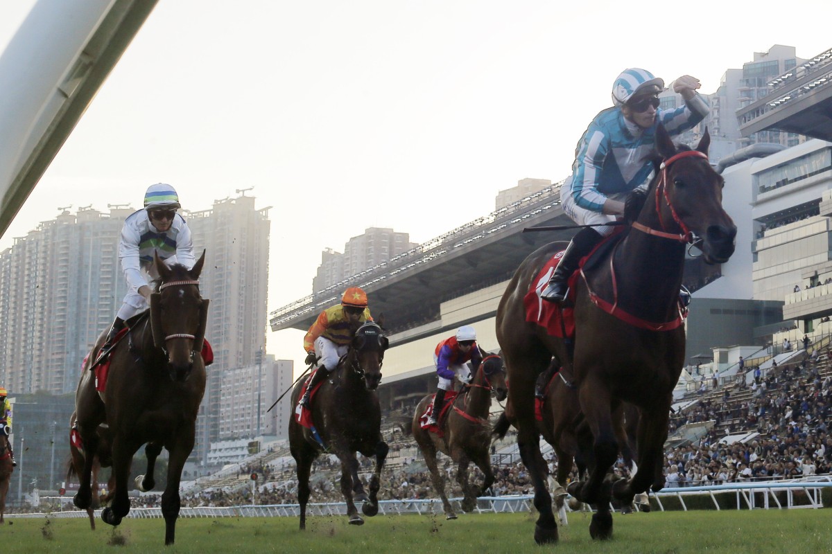 Romantic Warrior defeats Voyage Bubble at Sha Tin on Sunday. Photo: Kenneth Chan