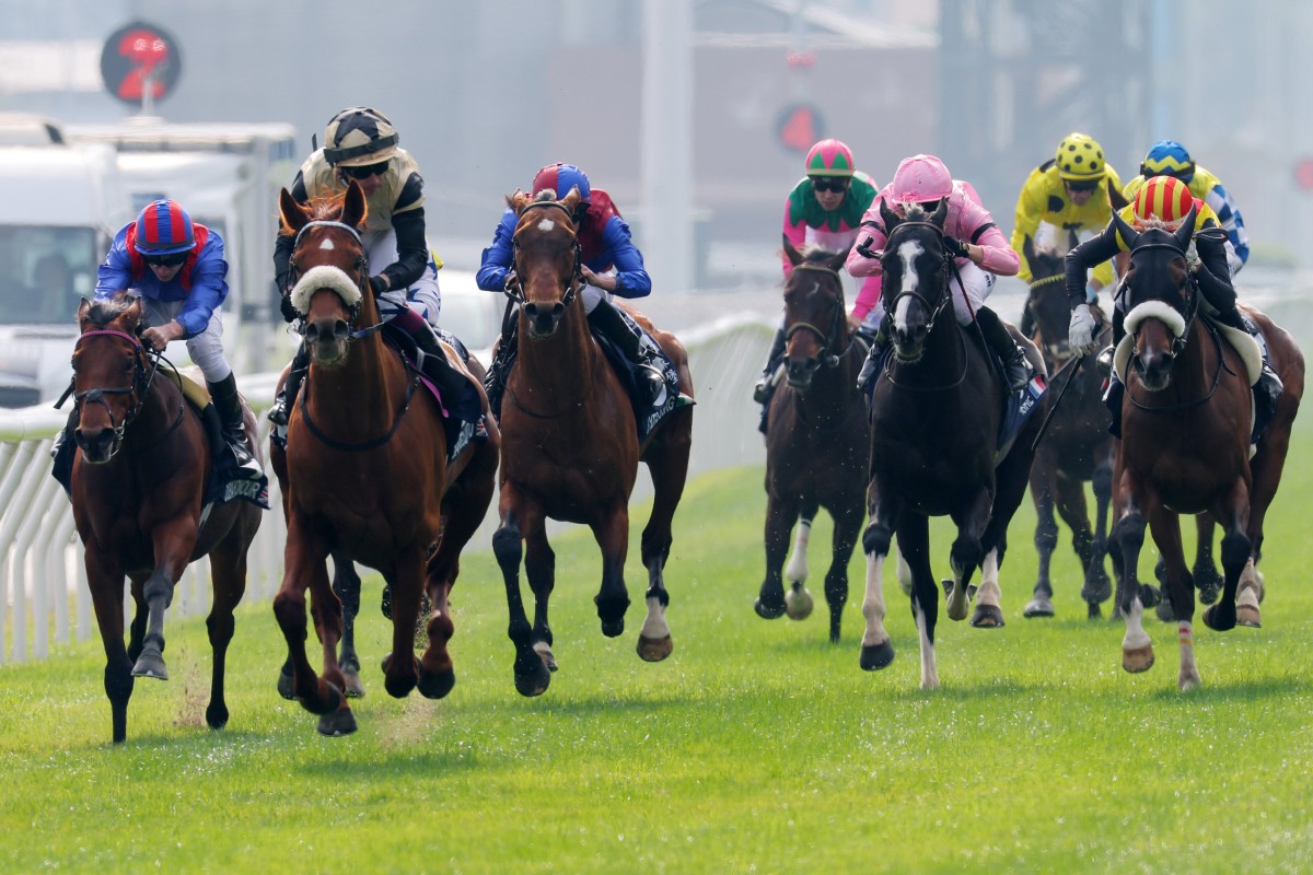 Giavellotto (second from left) collects last year’s Hong Kong Vase in a romp. Photos: Kenneth Chan