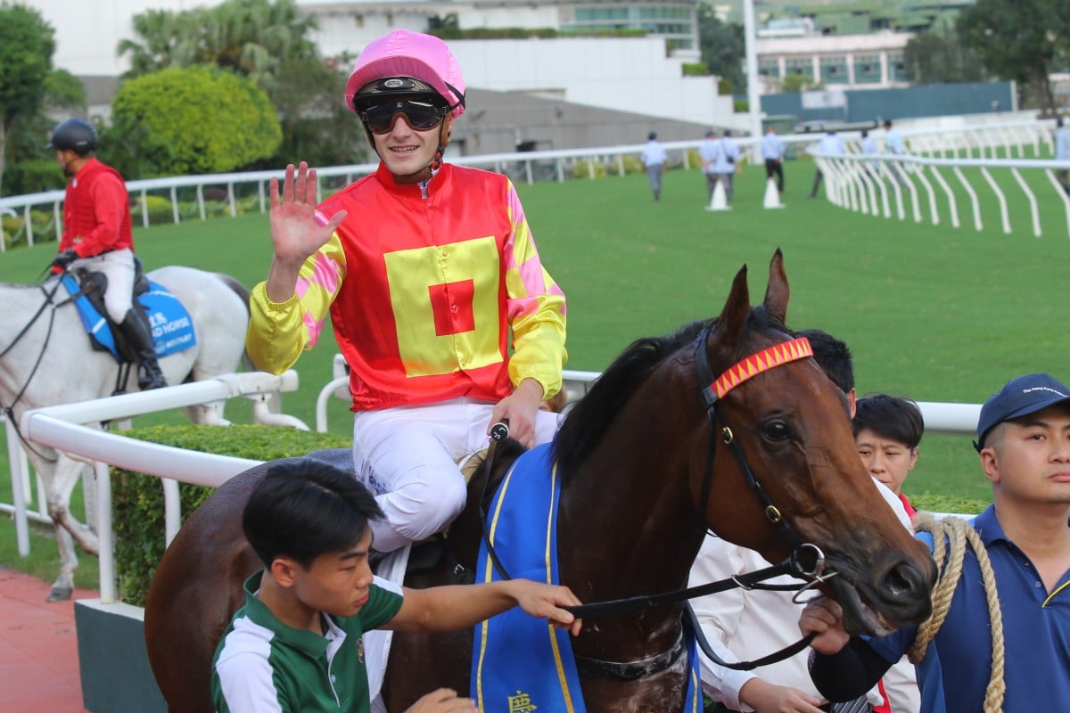 Luke Ferraris enjoys a My Wish victory. Photos: Kenneth Chan