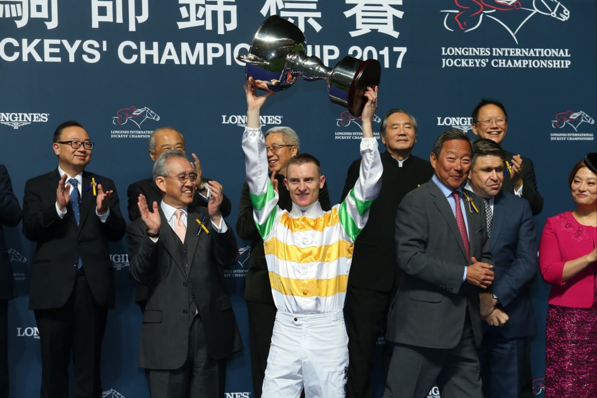 Zac Purton celebrates his first IJC victory in 2017. Photos: Kenneth Chan