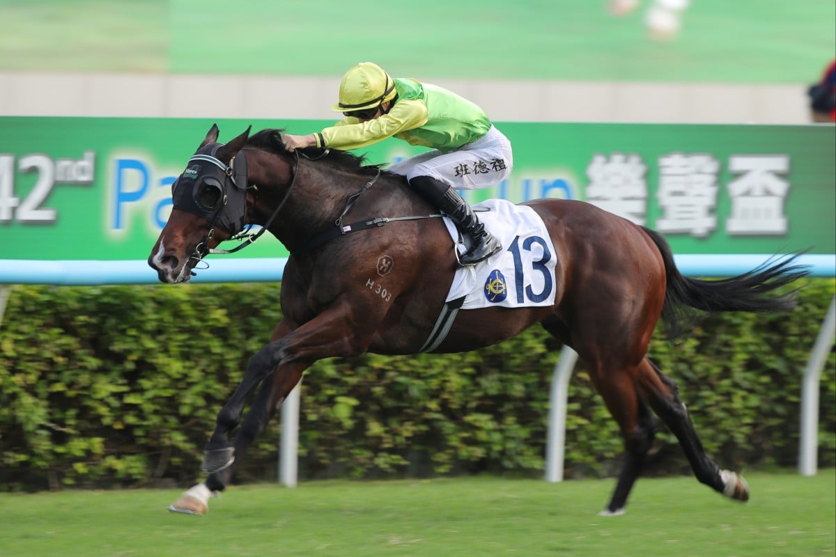 Harry Bentley guides Tomodachi Kokoroe to victory in the Group Two Premier Bowl. Photos: Kenneth Chan