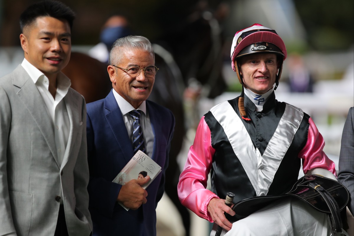 Owner Patrick Kwok Ho-chuen, trainer Tony Cruz and jockey Zac Purton after Beauty Bolt’s win in November. Photos: Kenneth Chan