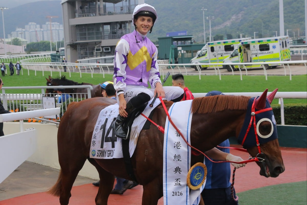 Harry Bentley is all smiles after winning the Classic Cup on Stormy Grove. Photos: Kenneth Chan