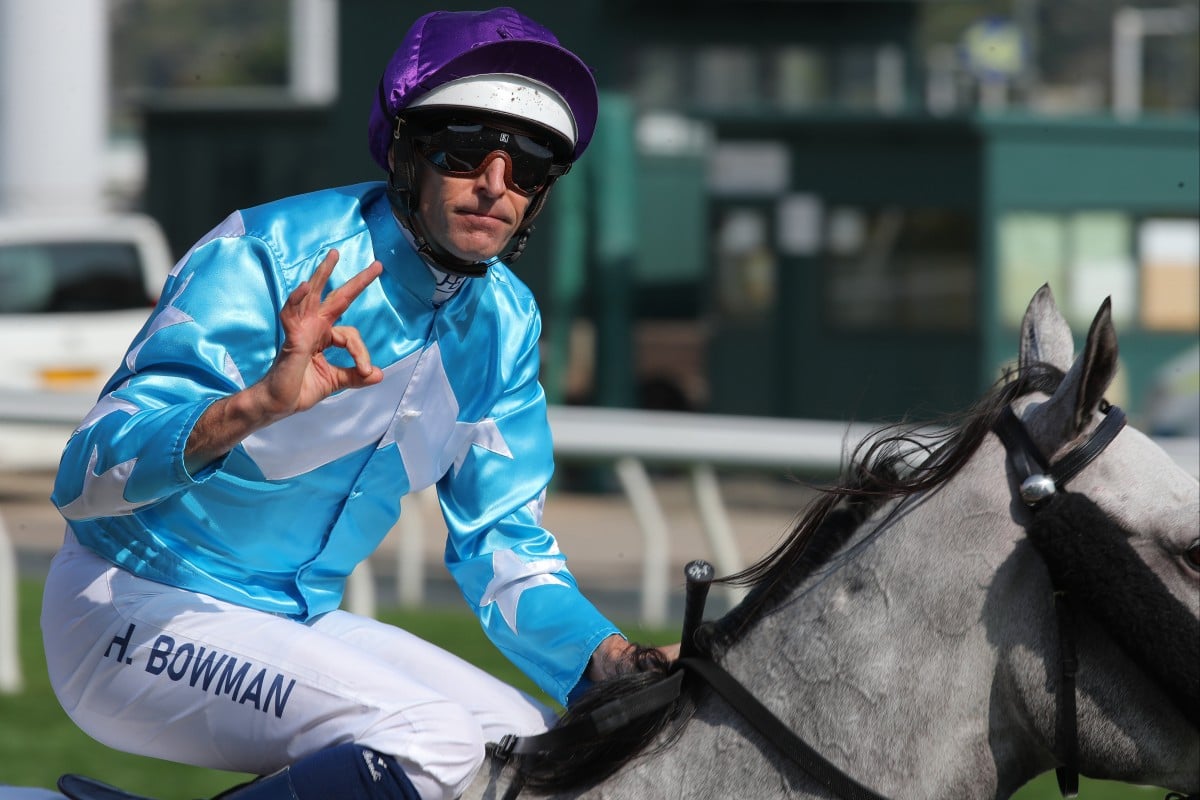 Hugh Bowman after riding a winner at Sha Tin. Photos: Kenneth Chan