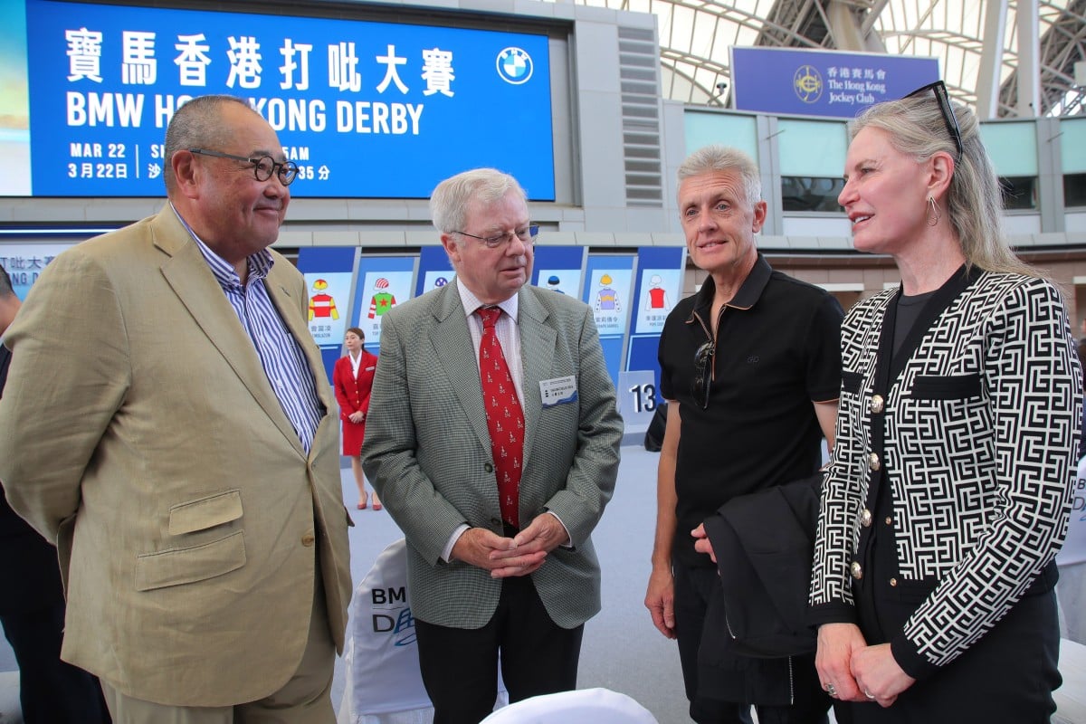 Nick Etches (second from left) at the Hong Kong Derby barrier draw. Photos: Kenneth Chan