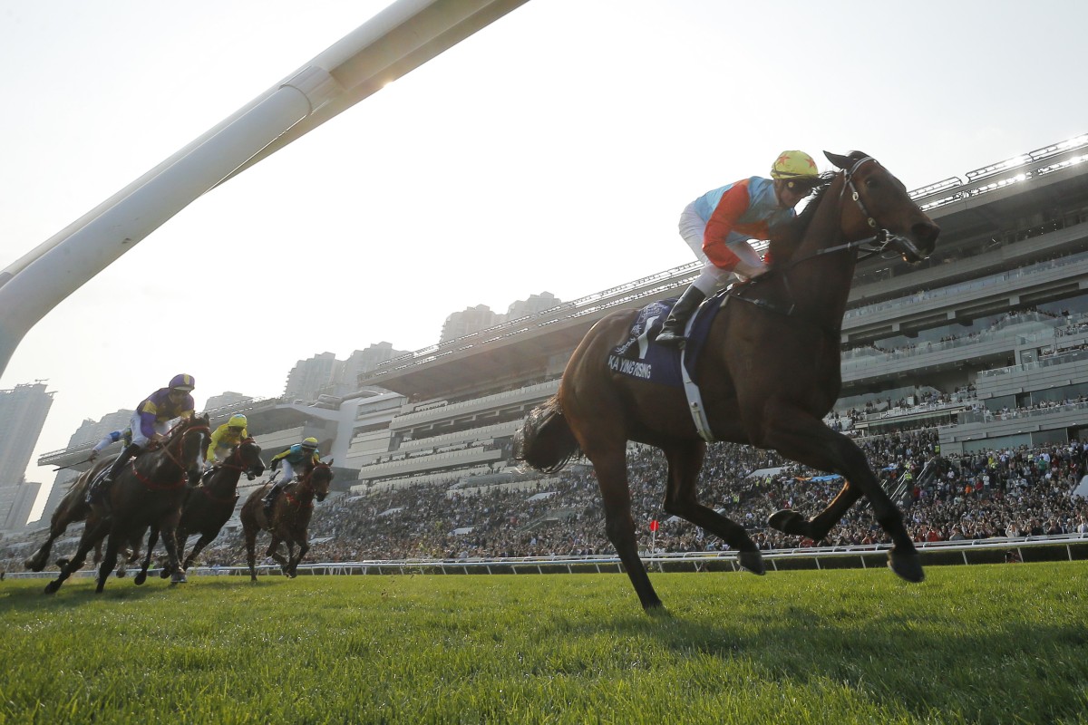 Ka Ying Rising dominates his rivals in the Queen’s Silver Jubilee Cup last start. Photos: Kenneth Chan