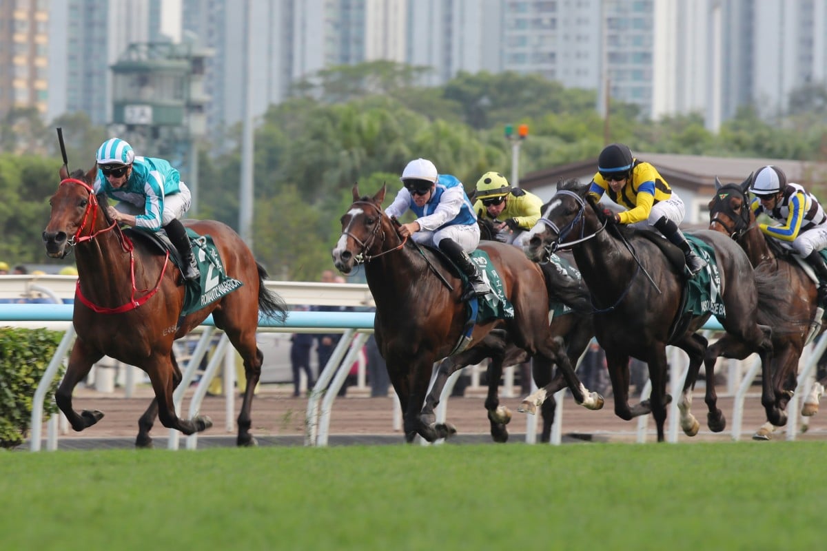 Romantic Warrior leads home the QEII Cup field. Photos: Kenneth Chan