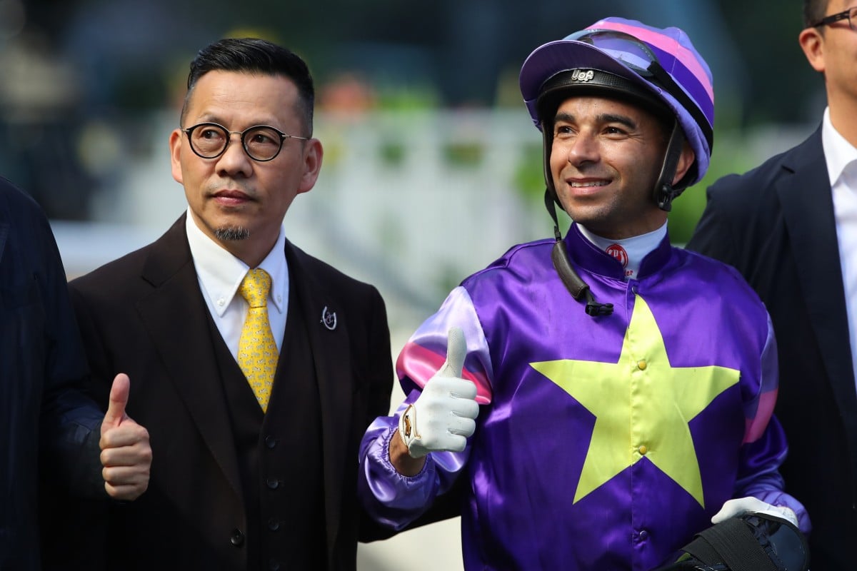 Frankie Lor and Joao Moreira celebrate the win of Everyone’s Star at Sha Tin. Photos: Kenneth Chan