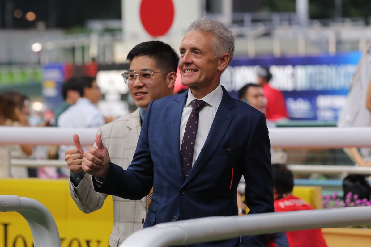 Mark Newnham celebrates a Happy Valley winner. Photos: Kenneth Chan