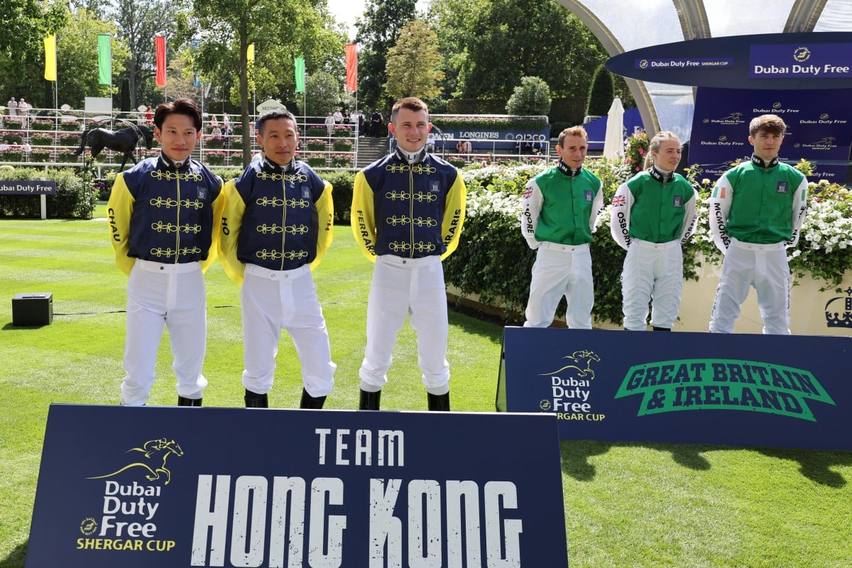 Jerry Chau, Vincent Ho and Luke Ferraris (left to right) pose at Ascot. Photo: Handout