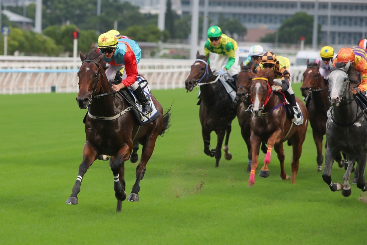 Ka Ying Rising dominates his rivals under Zac Purton in a Sha Tin trial. Photos: Kenneth Chan