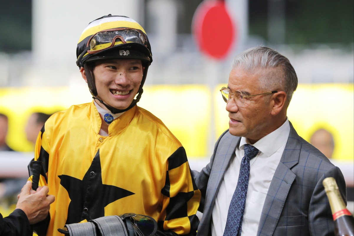 Jerry Chau and trainer Tony Cruz celebrate a winner last season. Photos: Kenneth Chan