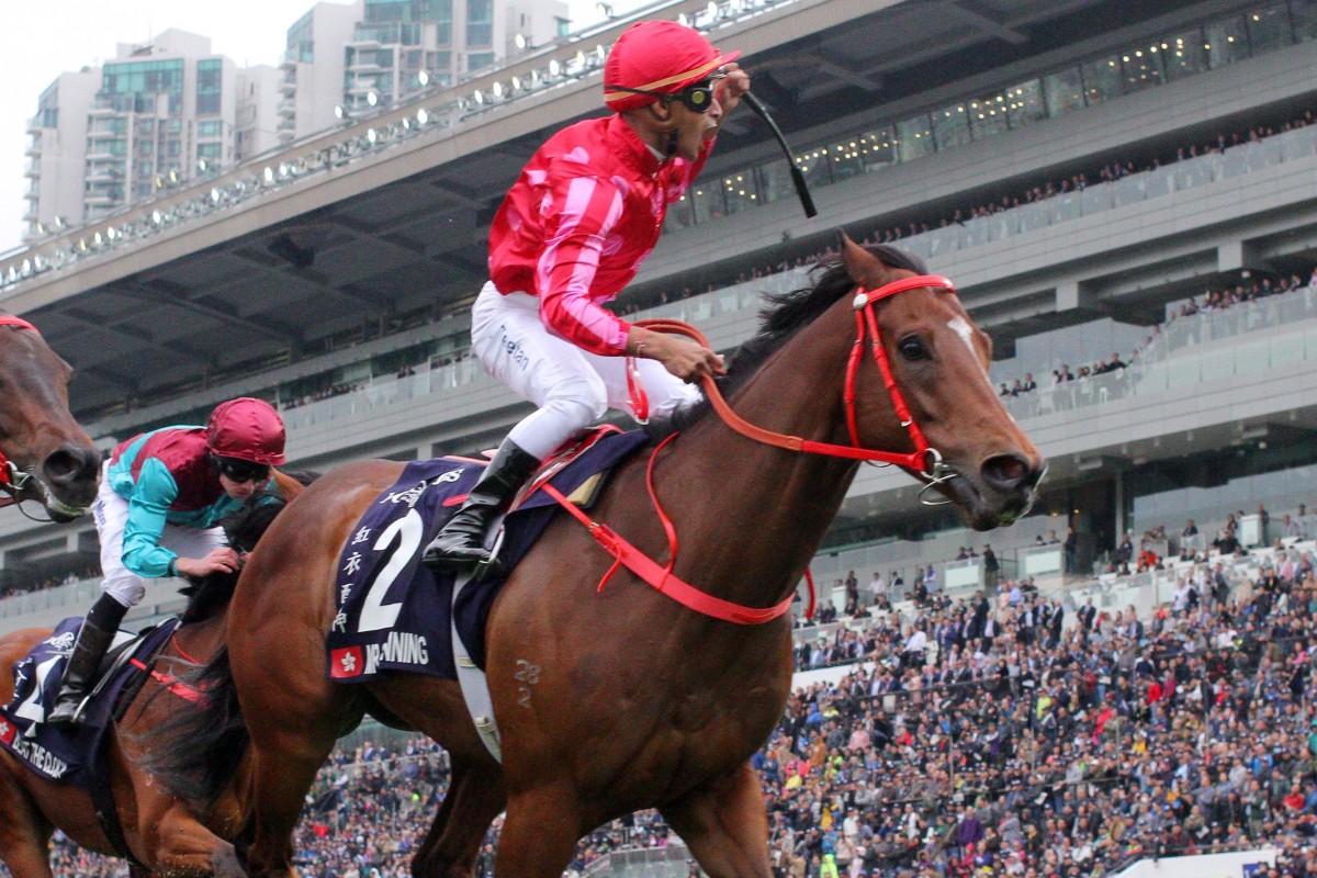 Karis Teetan wins his first international Group One on Mr Stunning in December. Photos: Kenneth Chan