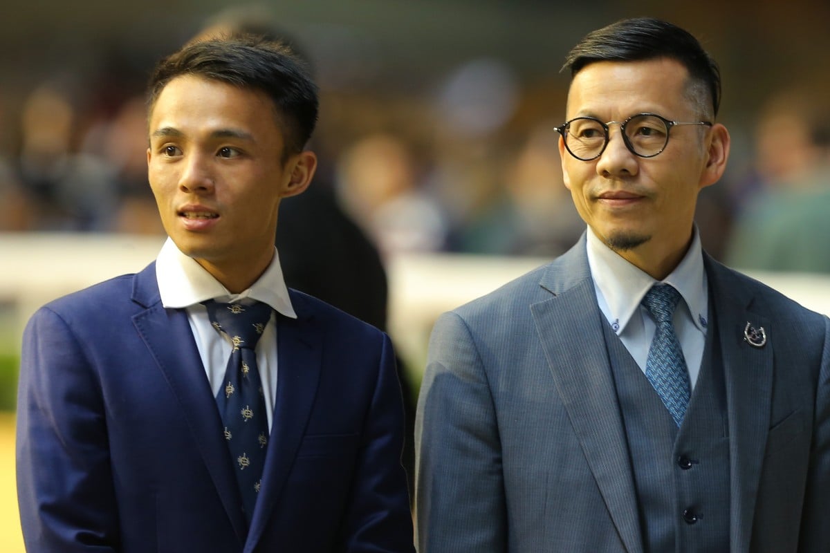 Alfred Chan with trainer Frankie Lor at Happy Valley earlier this month. Photos: Kenneth Chan