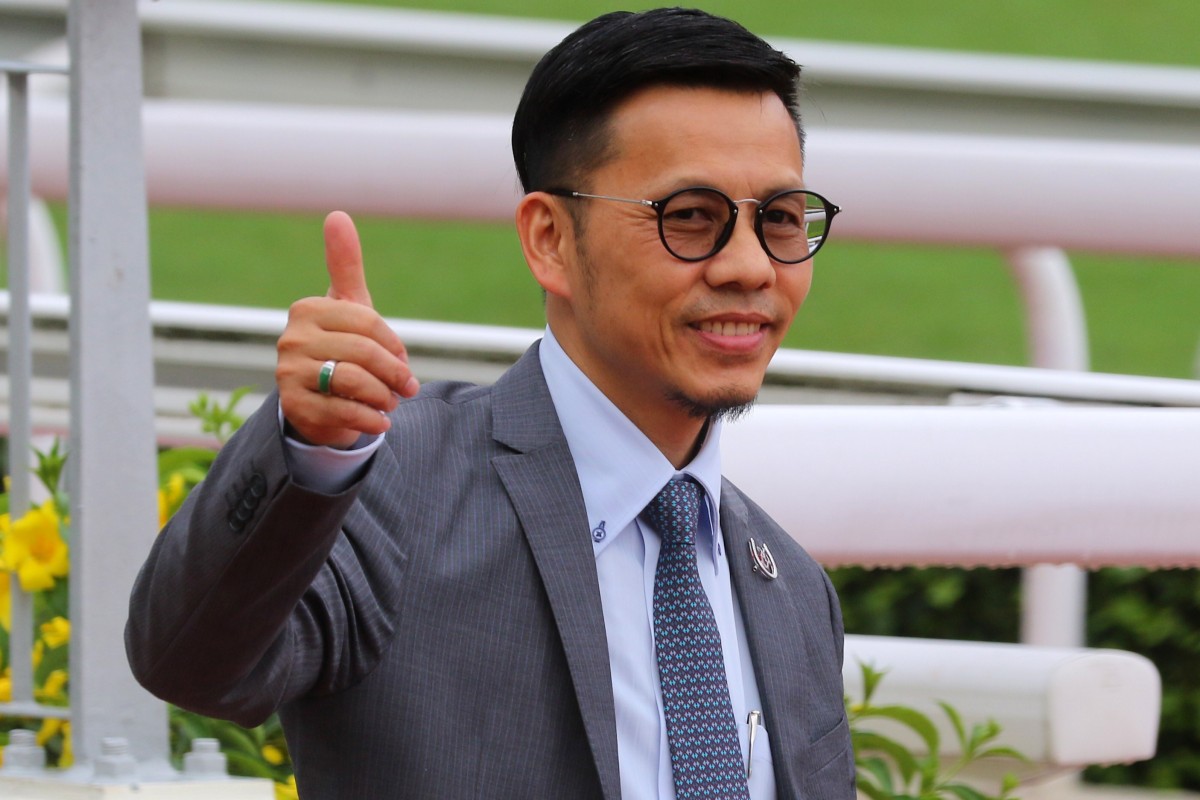 Frankie Lor is all smiles after training yet another winner on the Sha Tin all-weather surface. Photos: Kenneth Chan