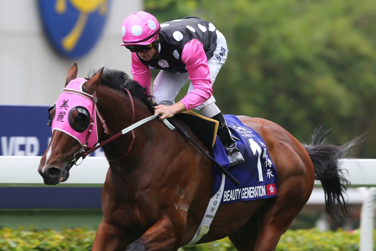 Zac Purton coasts to victory on Beauty Generation in the Group One Queen's Silver Jubilee Cup (1,400m). Photos: Kenneth Chan