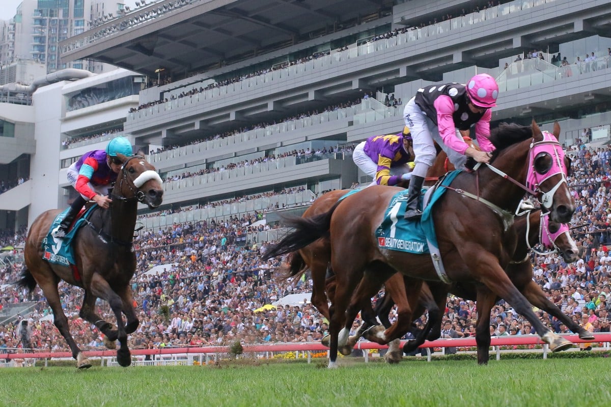 Beauty Generation cruises to victory in the Group One Champions Mile in 2018. Photos: Kenneth Chan