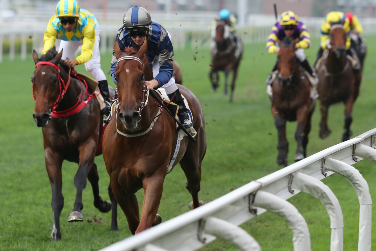 Aethero coasts to victory to give Zac Purton his 100th winner of the season. Photos: Kenneth Chan
