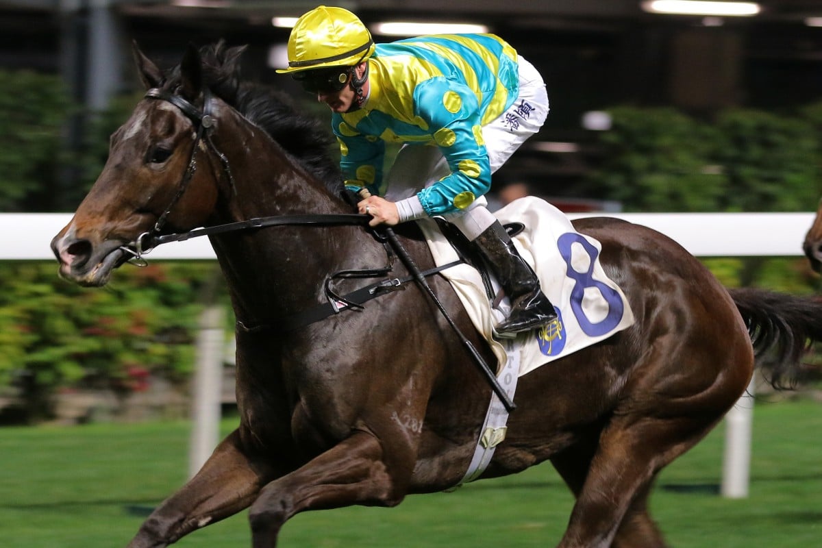 Oriental Elite, ridden by Zac Purton races away to win at Happy Valley last month. Photos: Kenneth Chan