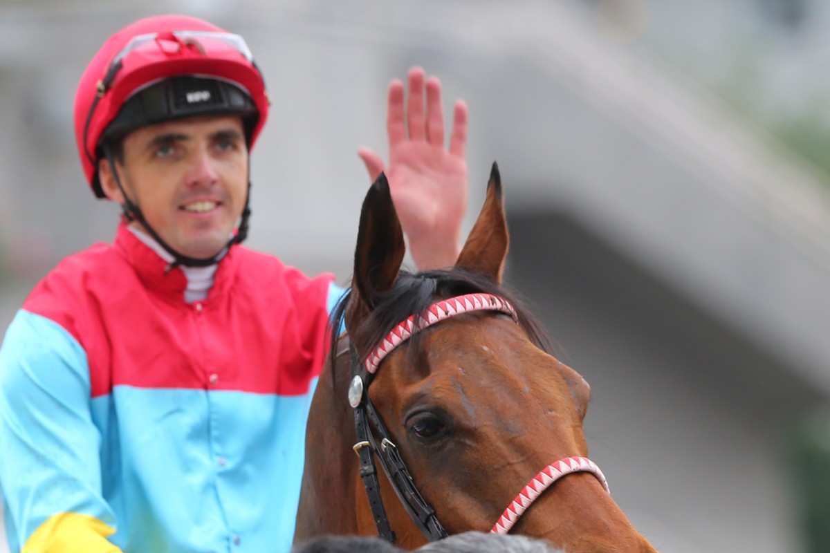 Martin Harley after riding one of his three winners during his short stint so far in Hong Kong. Photos: Kenneth Chan