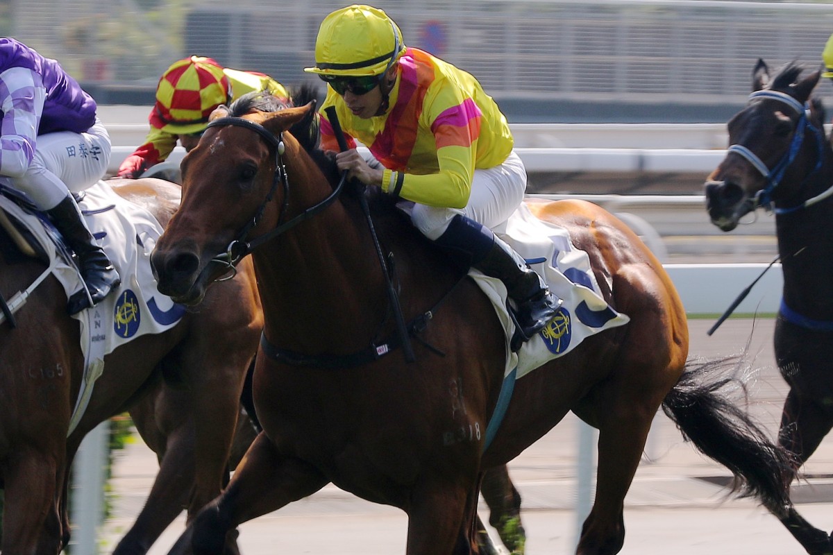 Ho Ho Khan, ridden by Vincent Ho dashes clear to win in Class Two company earlier this year. Photos: Kenneth Chan