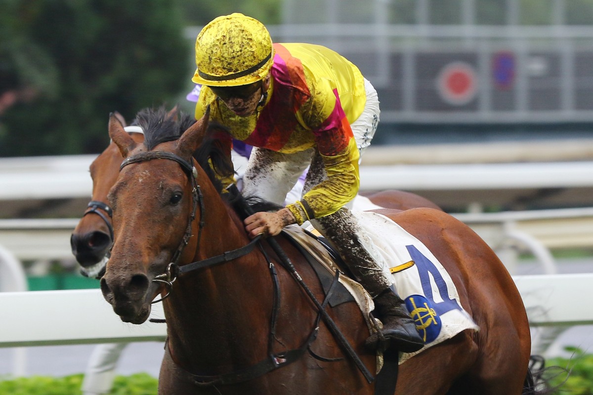 Vincent Ho and Ho Ho Khan dash clear to win the Group Three Queen Mother Memorial Cup. Photos: Kenneth Chan