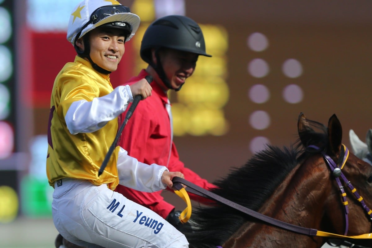 Keith Yeung returns to scale after winning on Not Usual Talent at Sha Tin earlier this season. Photos: Kenneth Chan