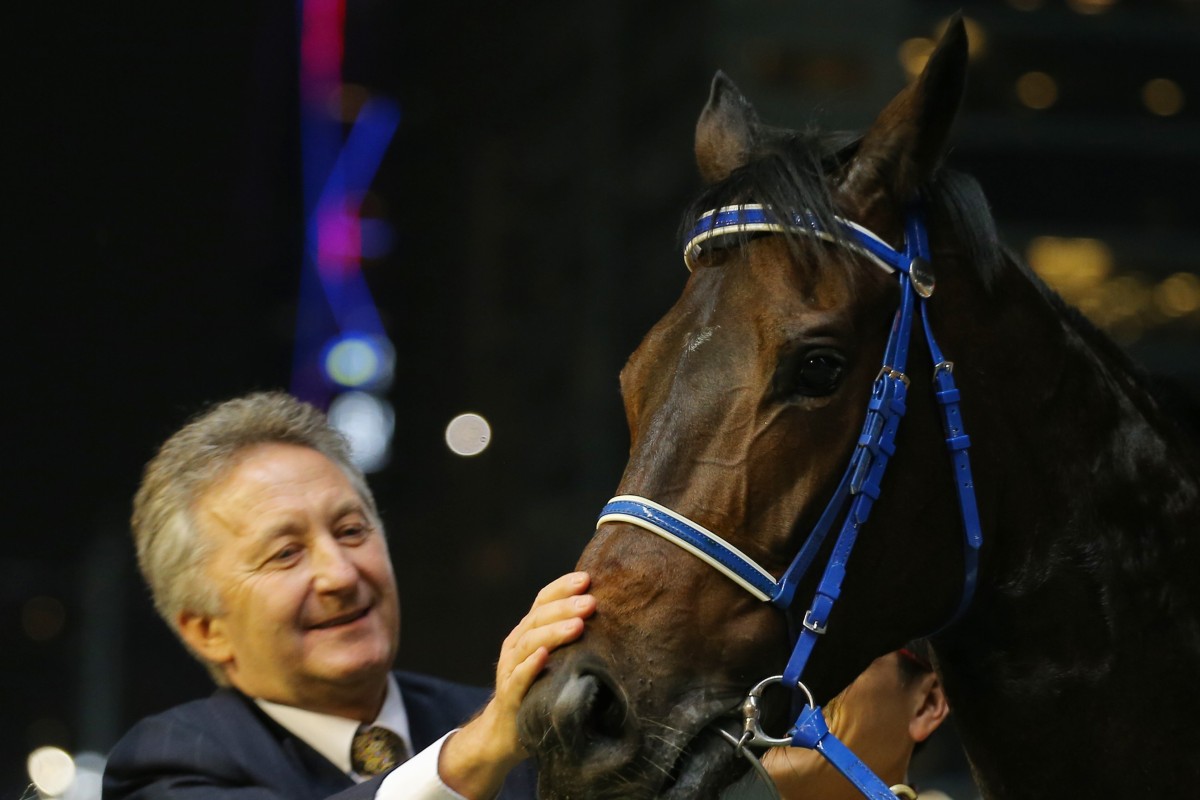 David Ferraris gives Pikachu a pat, one of a number of ‘Pokemon’ horses he has raced. Photos: Kenneth Chan