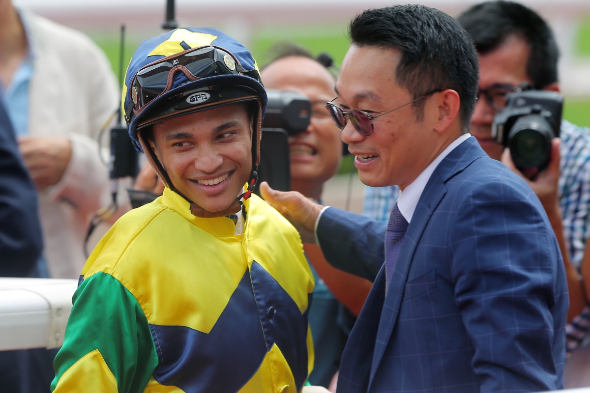 Jimmy Ting and Grant van Niekerk celebrate their first win together in the first race of the season. Photos: Kenneth Chan