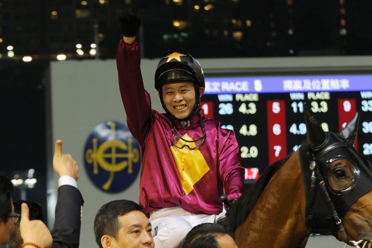 Alex Lai celebrates his last winner, which came at Happy Valley back in May, 2017. Photos: Kenneth Chan