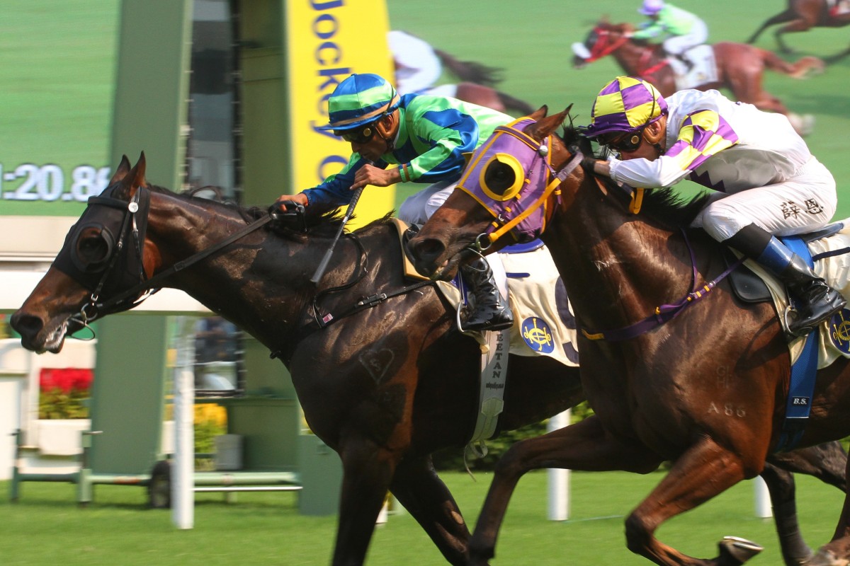 Blake Shinn just comes up short aboard City Legend (right) on Sunday, one of his five seconds so far this season. Photos: Kenneth Chan