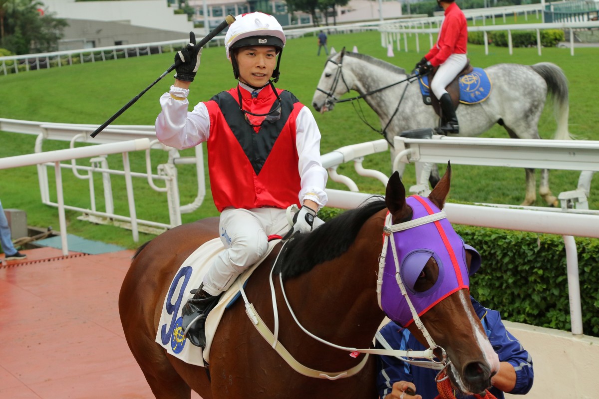 Victor Wong celebrates one of his 38 winners last season. Photos: Kenneth Chan