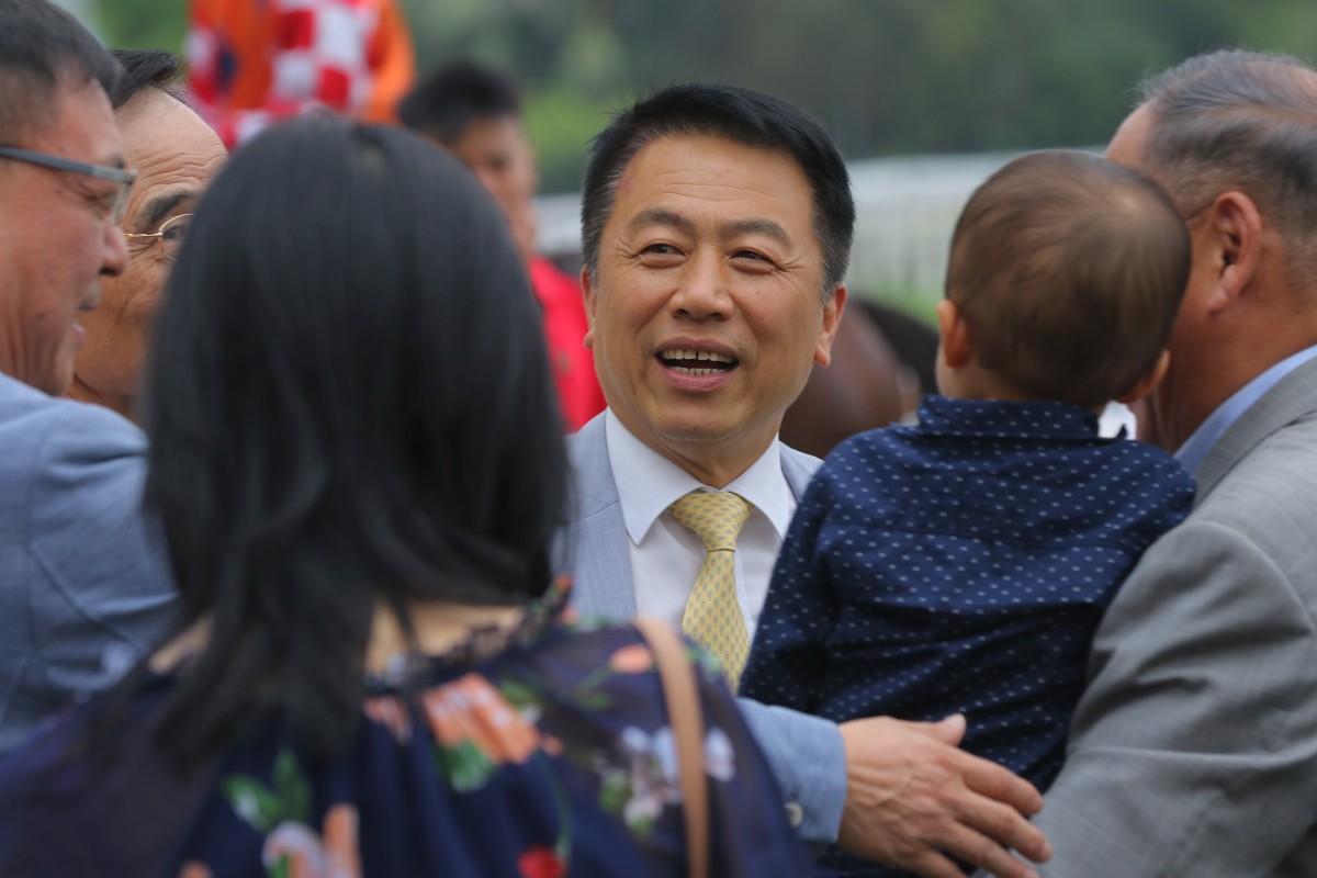 Trainer Ricky Yiu celebrates a winner at Sha Tin on Saturday. Photos: Kenneth Chan