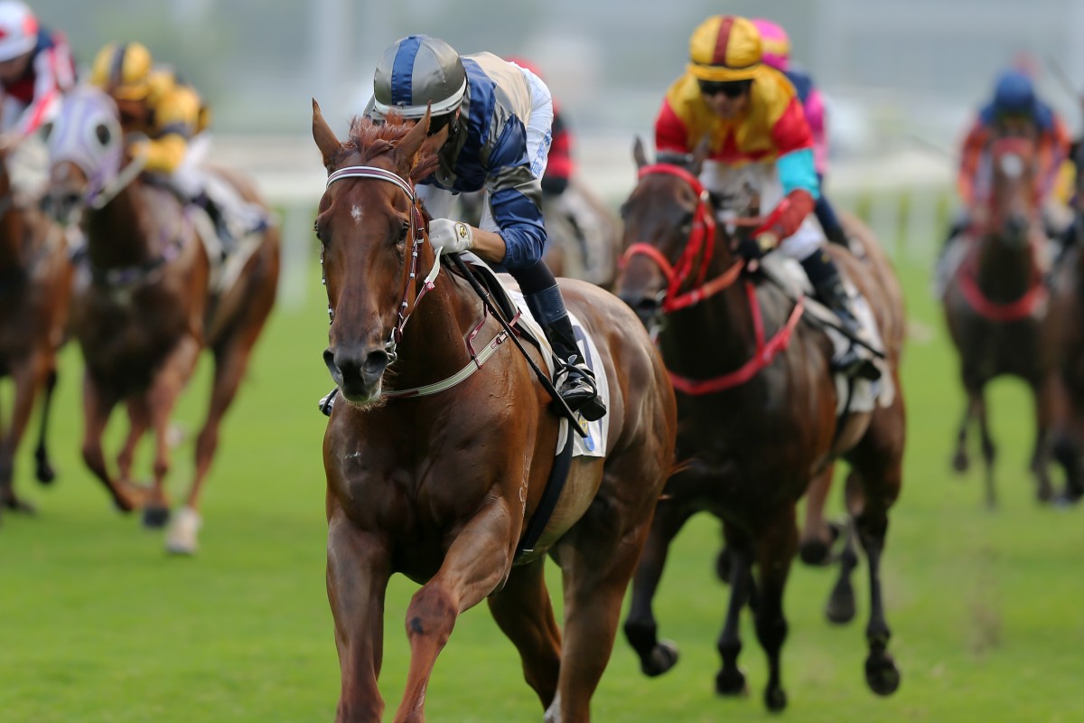 Aethero bolts in at Sha Tin under jockey Joao Moreira. Photos: Kenneth Chan