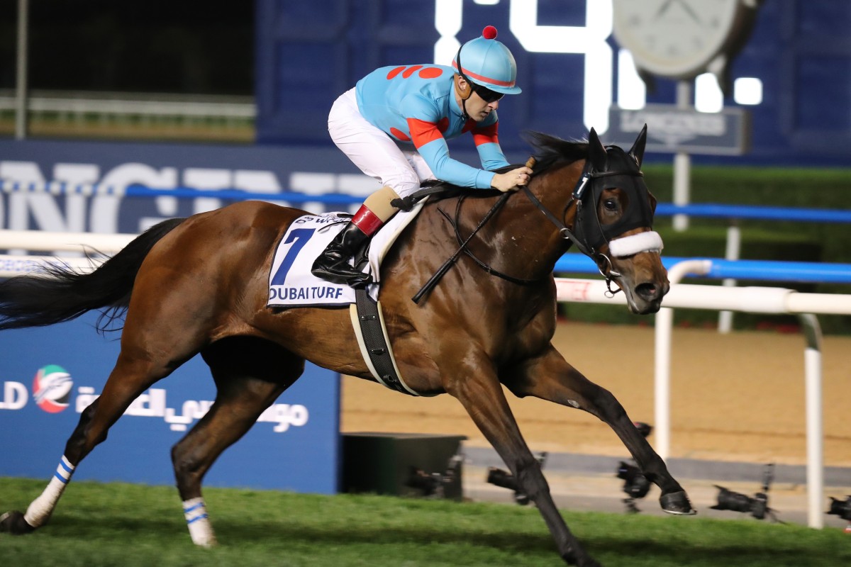 Almond Eye wins the Dubai Turf at Meydan in March. Photos: Kenneth Chan